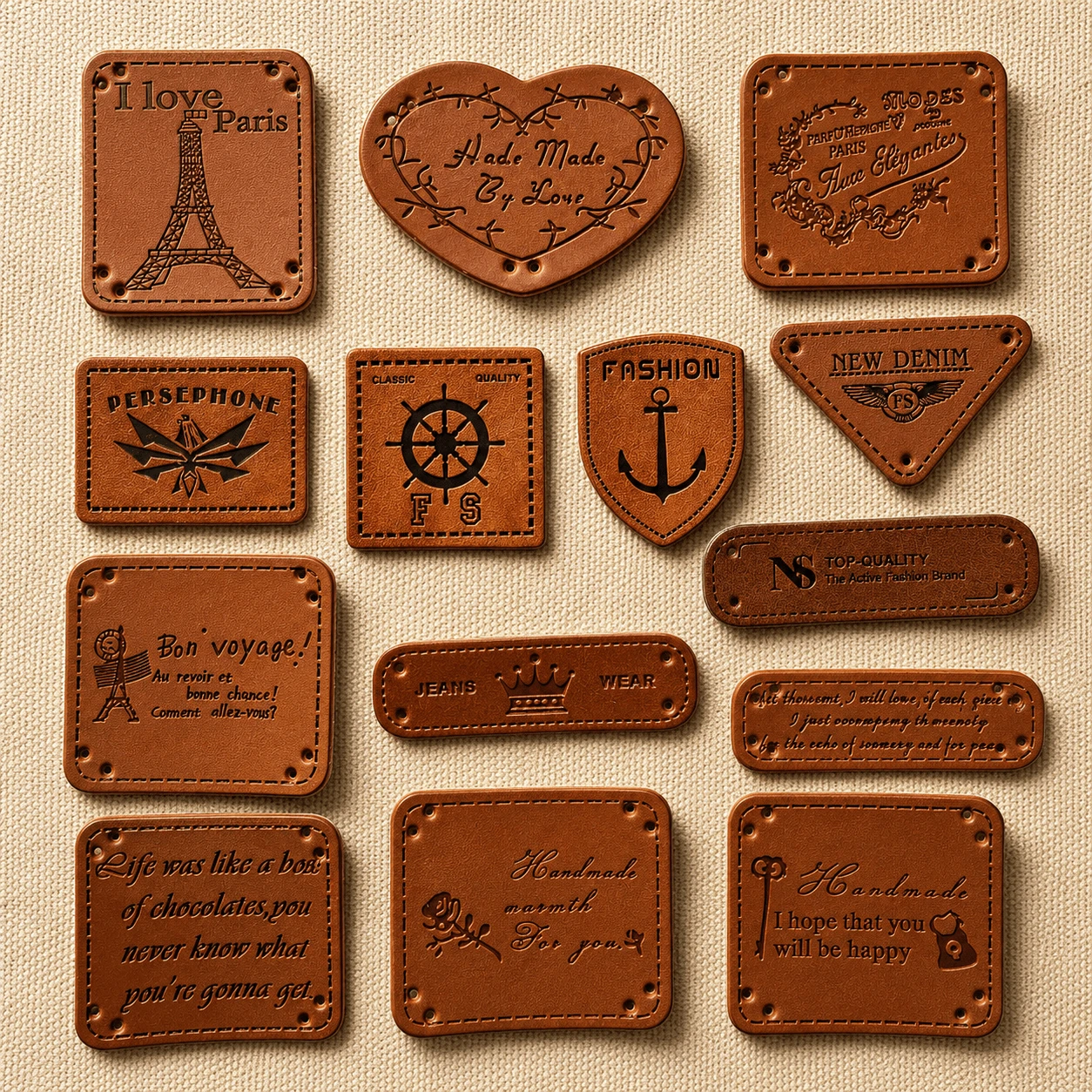 Custom leather patches for hats, denim, bags and premium apparel branding